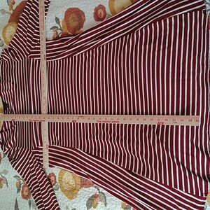 Intro ❤️ women large maroon and white striped dress